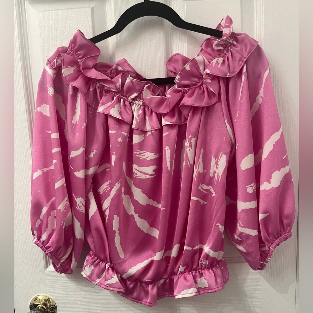 Tyche Pink Ruffle Off-Shoulder Blouse - Picture 8 of 8
